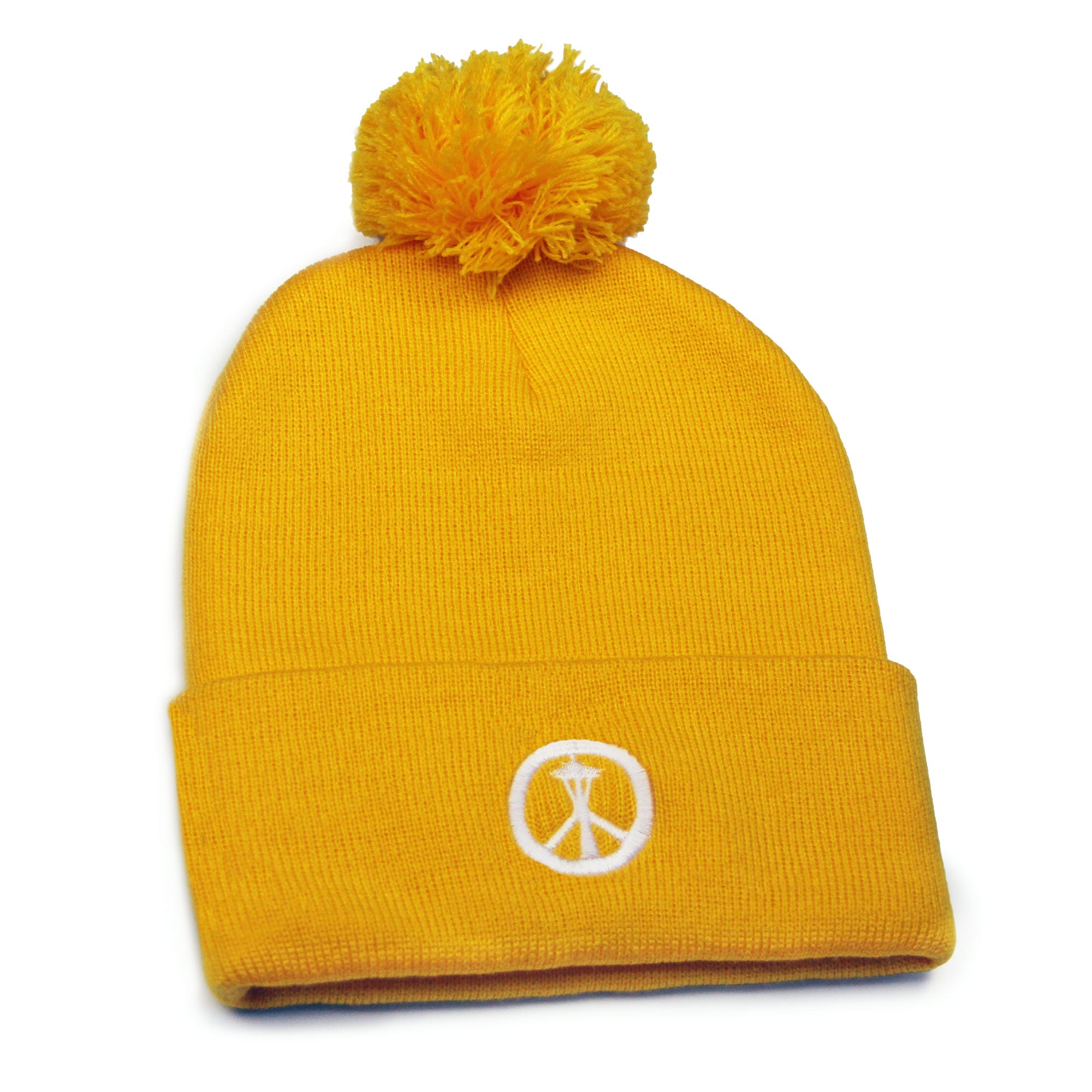 Peace needle 'pom' beanie - yellow - Viaduct