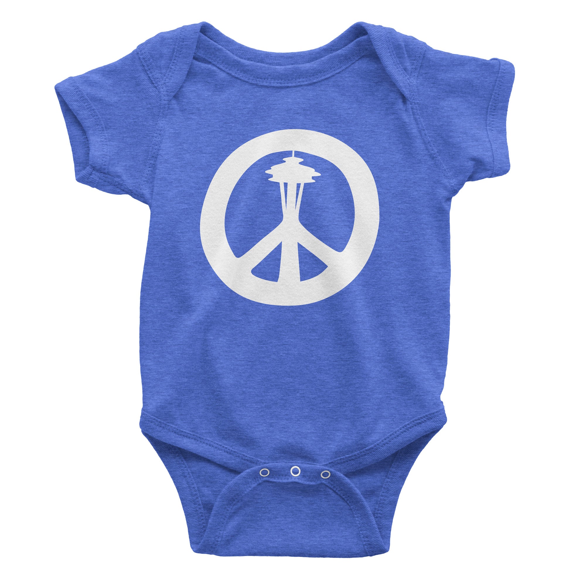 Peace Needle Onesie - Heather Blue - Viaduct