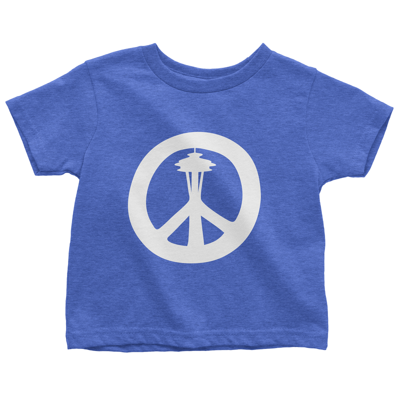 Peace Needle Toddler Tee - heather blue - Viaduct